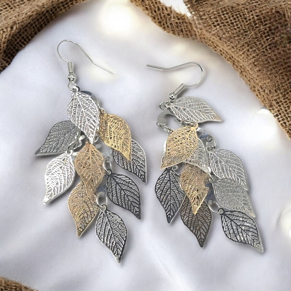 ๐Boho Chic Multicolor Leaf Dangle Earrings Lightweight Festival Trendy Jewelry - Picture 6 of 12